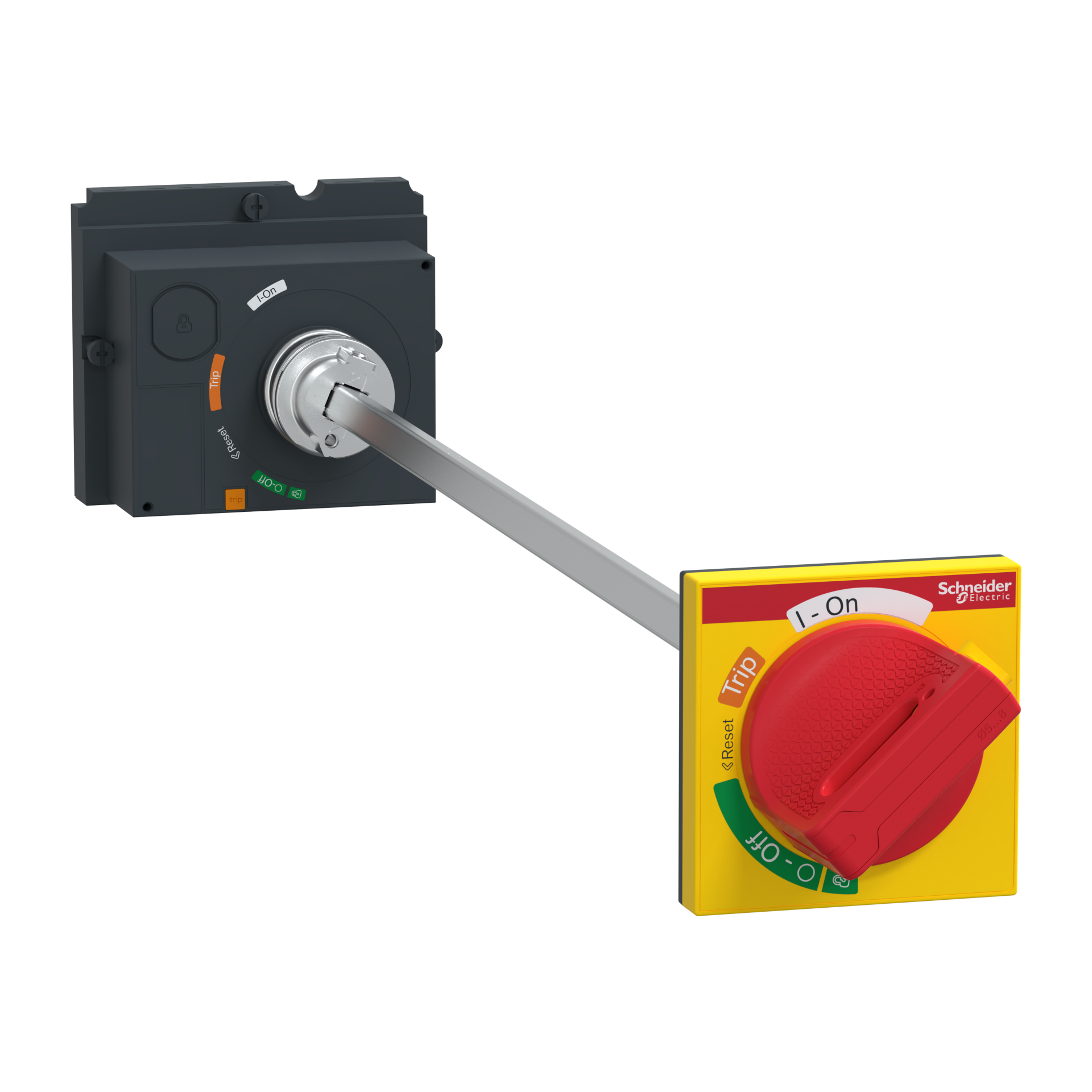 Extended Rotary Handle, Compact Nsx 100/160/250, Red Handle On Yellow Front, Shaft Length 185 To 600 Mm, Ip55, LV429340T