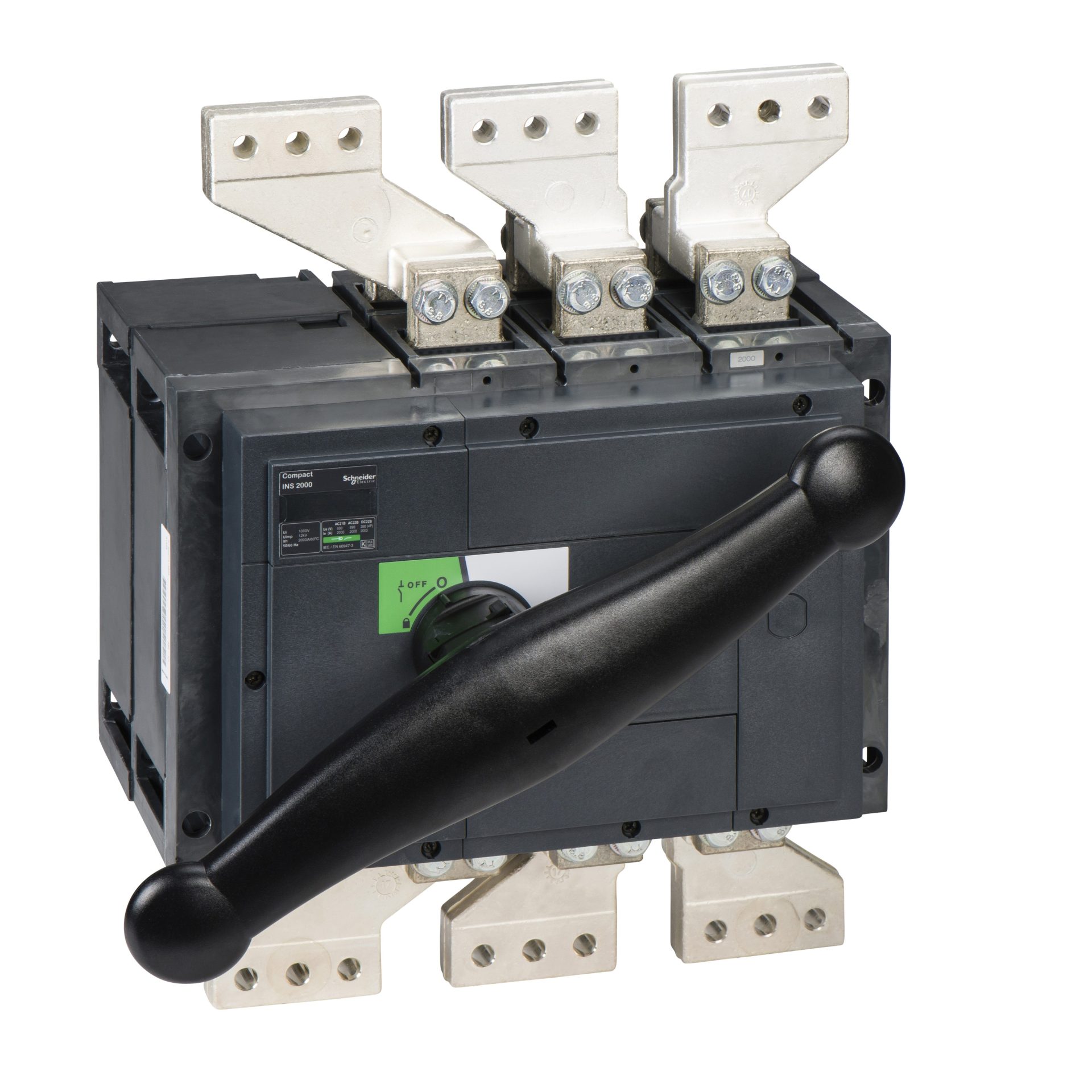 Switch Disconnector, Compact Ins2000 , 2000 A, Standard Version With Black Rotary Handle, 3 Poles, 31338