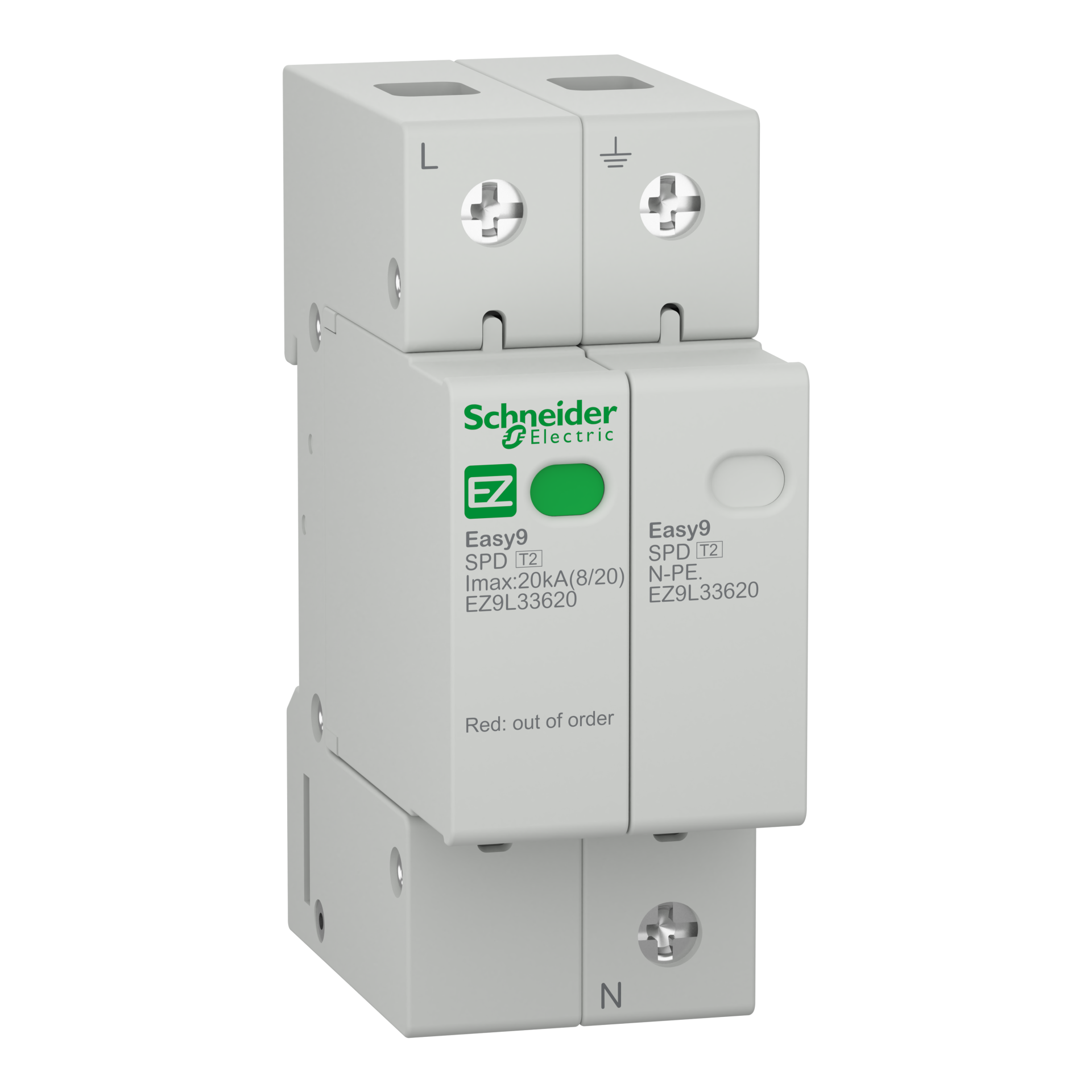 Easy9 Surge Arrester, 1P + N, 230 V, 20000 A, EZ9L33620